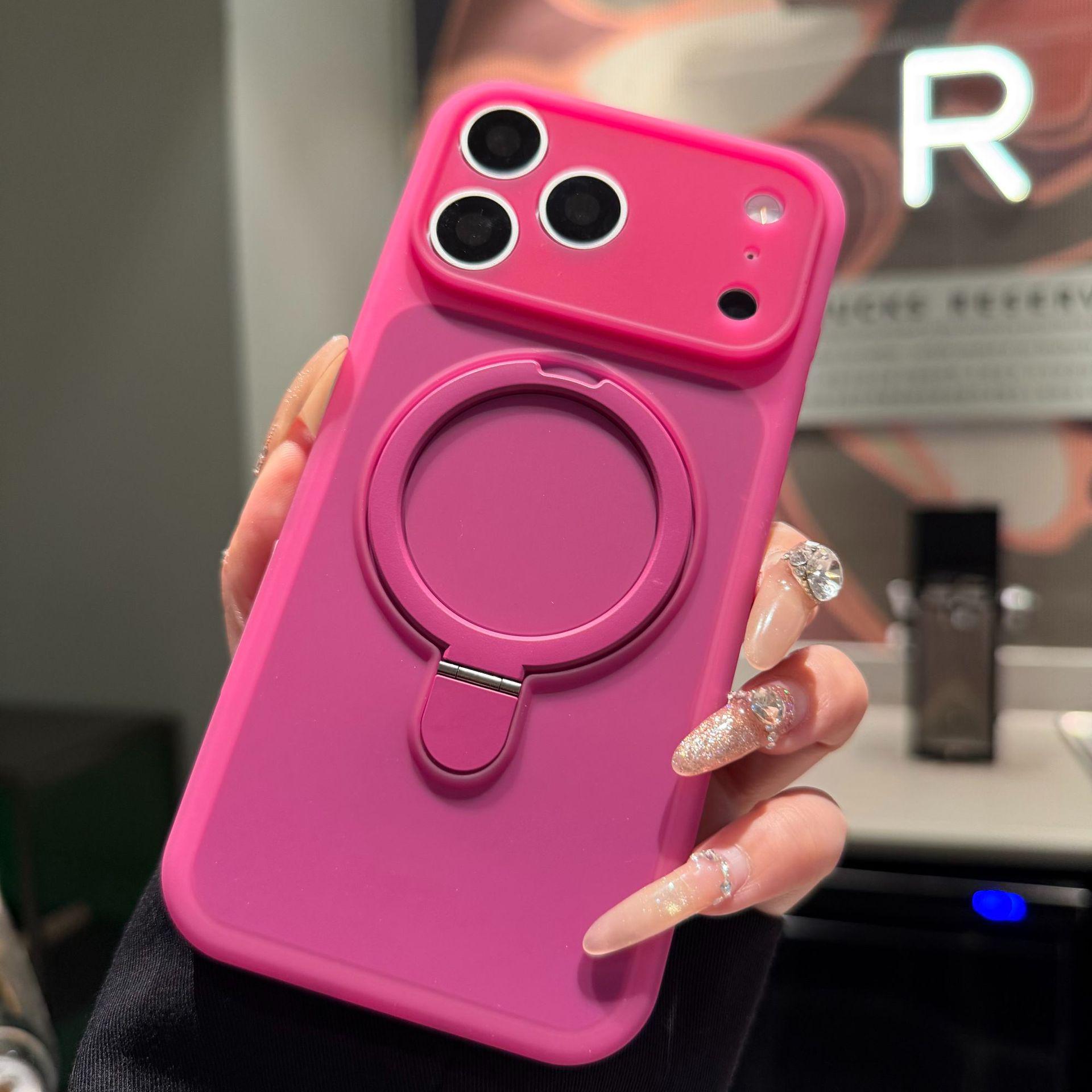 

Compatible Phone Case for iPhone 15/16/17 Pro Max – Solid Color with Precision Cutouts and Jelly Ice Cream Stand iPhone 15