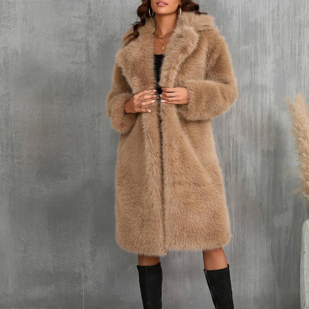 Chaqueta tipo cárdigan de doble vellón para otoño e invierno, chaqueta con capucha cálida de felpa de manga larga de color liso para mujer, abrigo de gran tamaño
