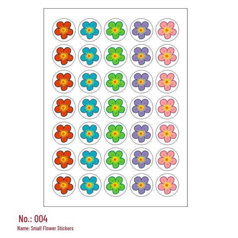 Children's Reward Stickers: Self-Adhesive, Red Flower, Thumbs Up, Smiley Face, Cartoon Designs for Primary School and Kindergarten.