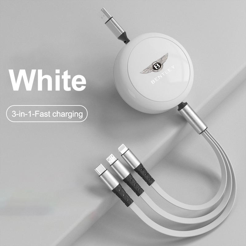 

Car Charger Mobile Phone Charger 3-In-1 Charging Line Data Cable For New Bentley Flying Spur Continental GT Bentayga Mulsanne білий
