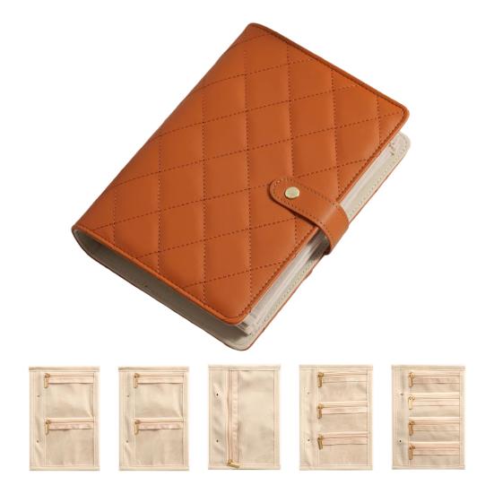 Jewelry Storage Book Set, PU Leather Travel Organizer, with 5 Removable Soft Velvet Pages Design, Jewelry Pouch for Necklaces Rings Earrings