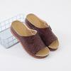 Round head retro solid color women's sandals hollow sewn wedges comfortable large size sandals