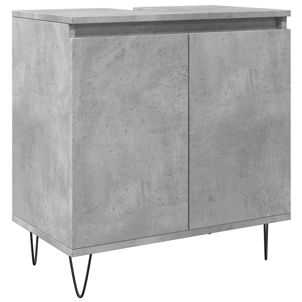 3 Piece Bathroom Furniture Set Concrete Grey Particleboard