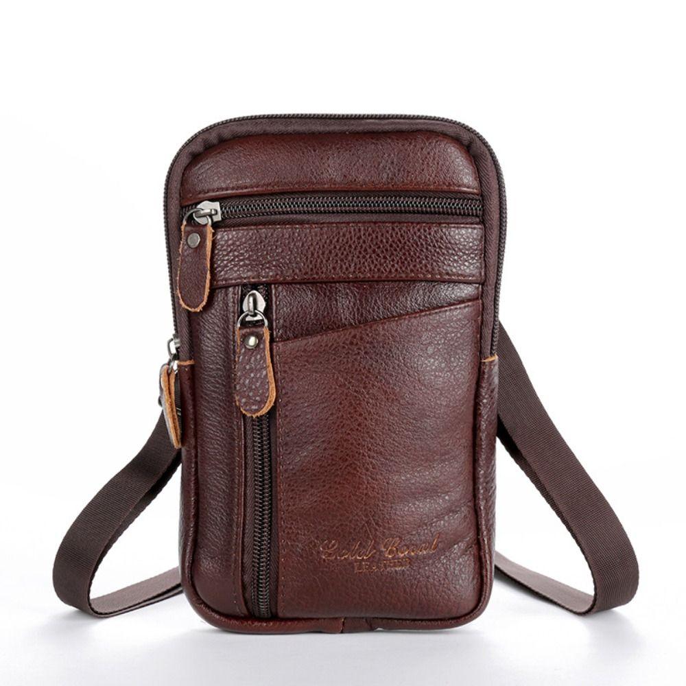 Genuine Leather Phone Chest Bag Large Capacity Messenger Bag Crossbody Phone Bag  Cell Phone