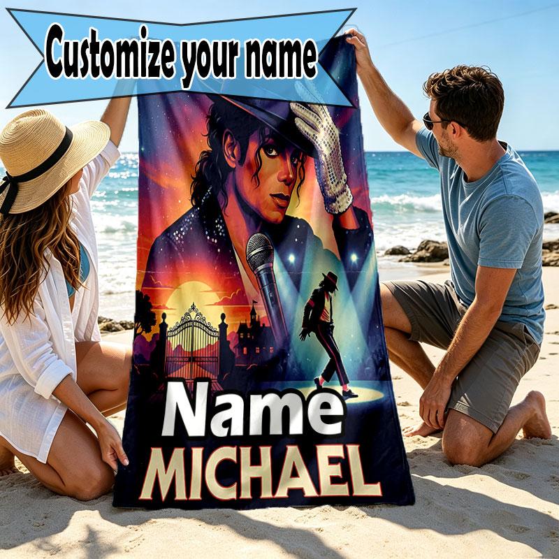 Individualus pavadinimas, personalizuotas Michael Jackson spaudinio paplūdimio rankšluostis, kelionei, stovyklavimui, paplūdimio vakarėliui, namų dekoravimui, gimtadienio dovana šeimai ir draugams