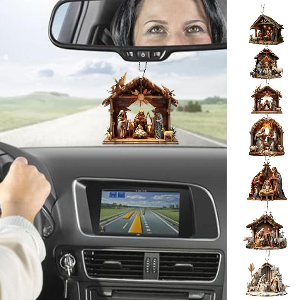 Nativity Scene Ornaments the Birth of Jesus Decor Nativity Scene Christmas Tree Decoration Acrylic Nativity Scene Pendant