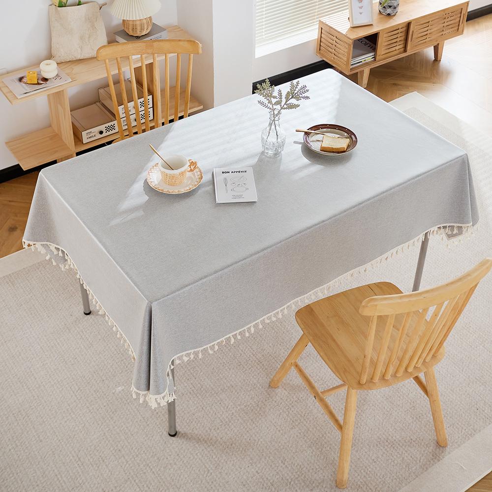 Textured Tablecloths, Heavy Duty Cotton Linen Farmhouse Table Cloth Rectangle Table, Waterproof Wrinkle-free Rectangle Tableclot