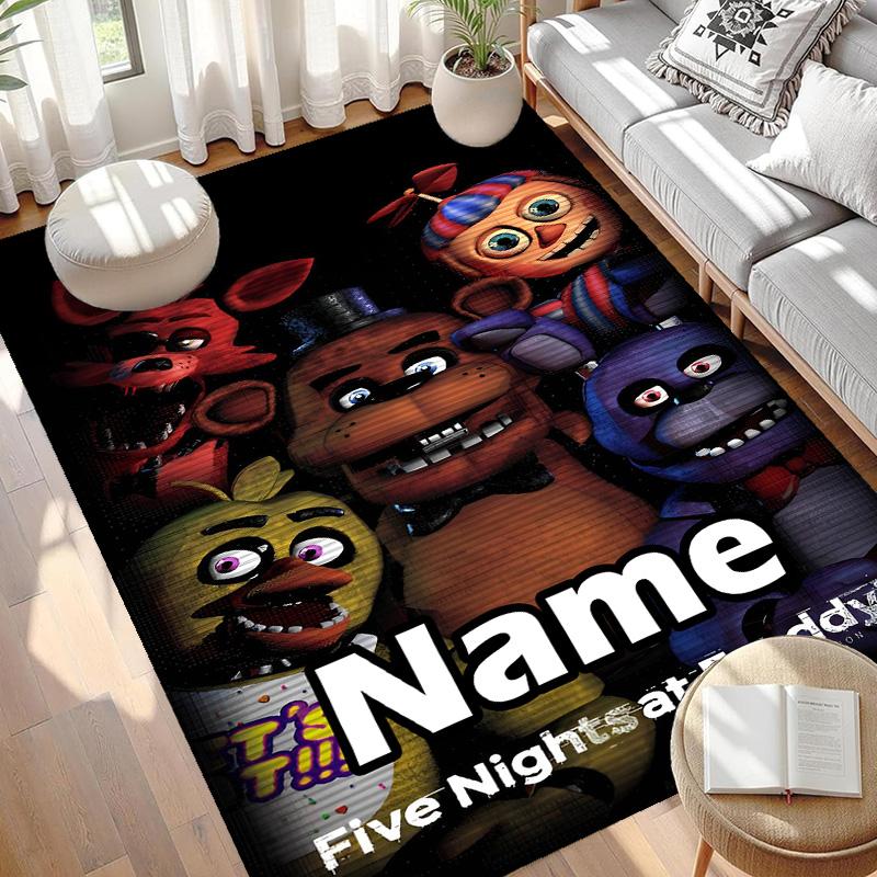Custom Name Personalized Five Nights At Freddy's Print Carpet, Versatile Home Decor Rug, for Playroom, Apartment, Balcony, Entryway, Hallway Gift