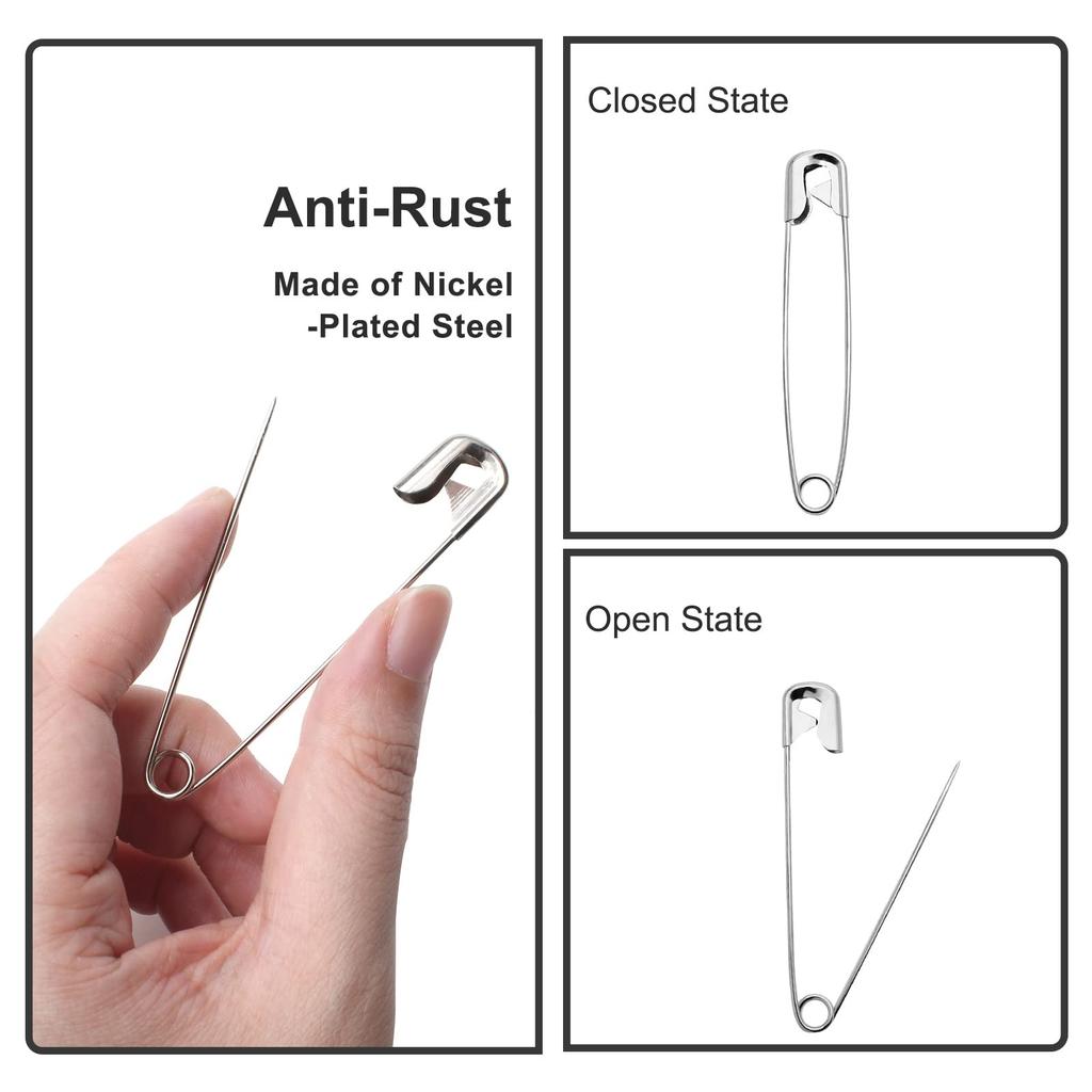 150Pcs Silver Safety Pin Metal Clothing Pins Stainless Steel Safety Pins DIY Sewing Tools Accessory Needles Large Safety Pin