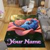 Custom 1Pc Lovebirds Pink Flower Flannel Personalized Rug Non Slip Floor Mat Soft Carpet for Living Bedroom Office Home Decor Gift