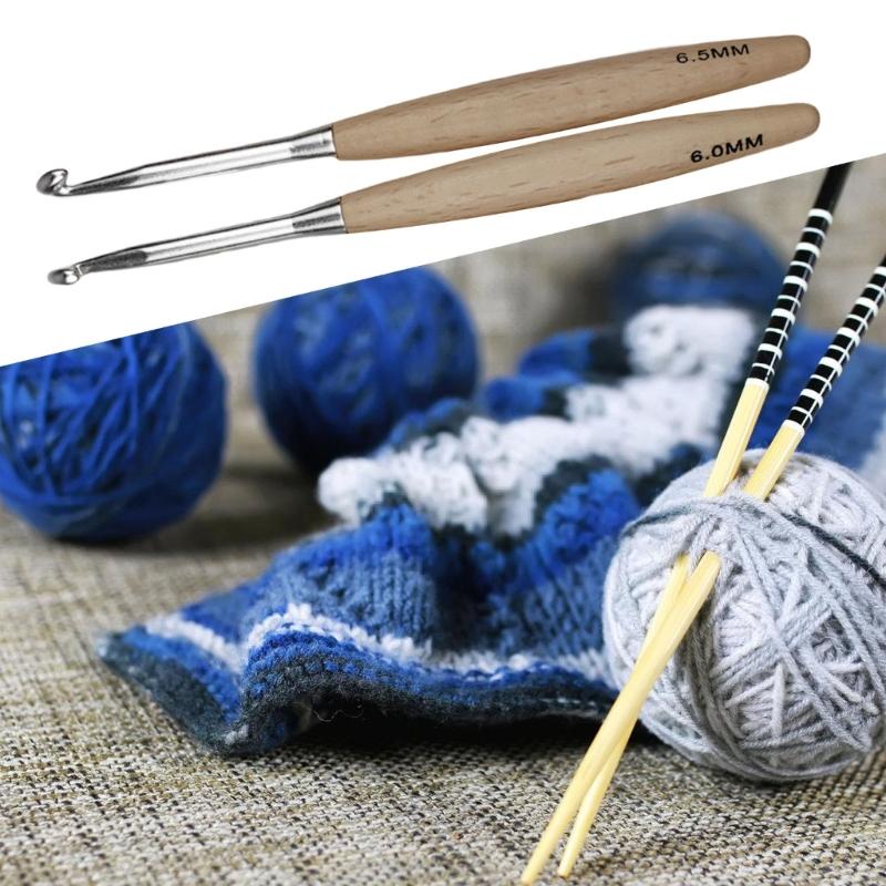 8Pcs Ergonomic Grip Crochet Hook for Weaving Craft Wood Handle Crochet Needle Knitting Tool for Beginner 3.0mm-6.5mm