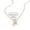 Korean 18K Gold Plated Hollow Square Diamond Pendant Titanium Steel Necklace for Women - Stylish Fashion Collarbone Chain Jewelry
