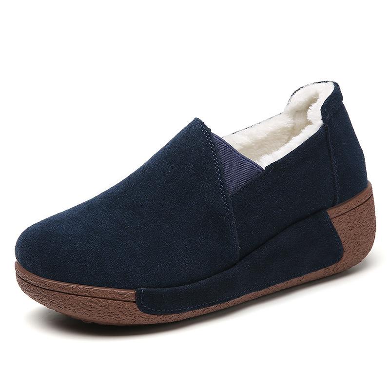 Faux suede fur sneakers woman shoes woman wedges loafers Korean fashion fur sneakers non-slip faux leather moccasins