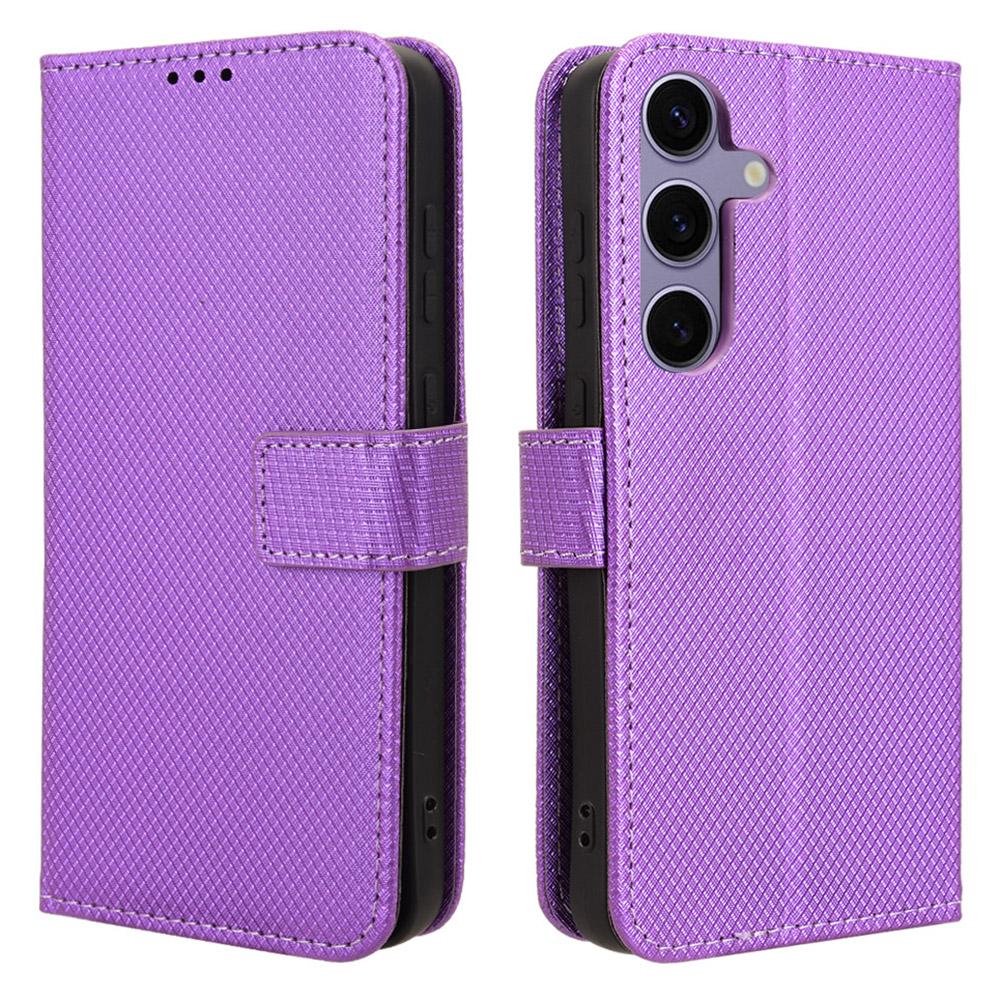 For Samsung Galaxy S25 Case PU Leather Diamond Texture Wallet Phone Cover