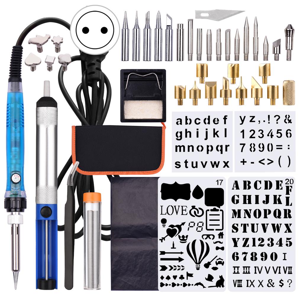 Wood Burning Kit 53PCS Adjustable Temperature 200 450 celsius  Wood Burning Tools Pyrography Pen Set with 28 Tips for