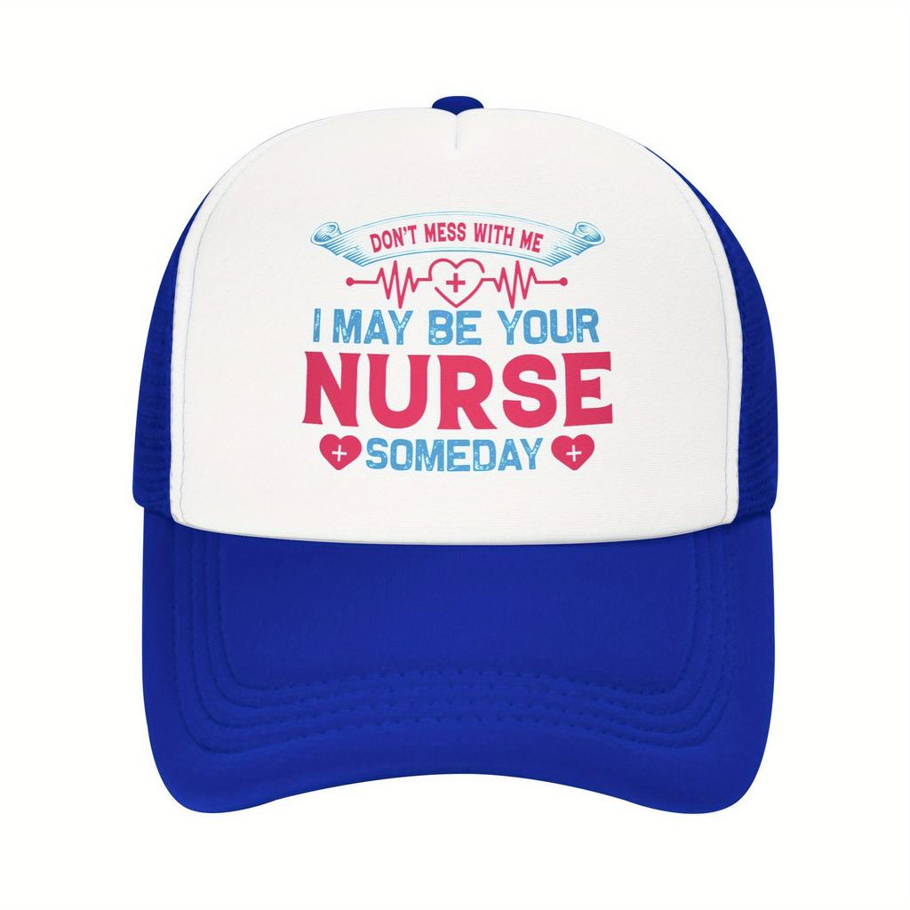 Dont Mess With Me Nurse Life ECG Heartbeat Trucker Hat Breathable Mesh Baseball Cap Casual Adult
