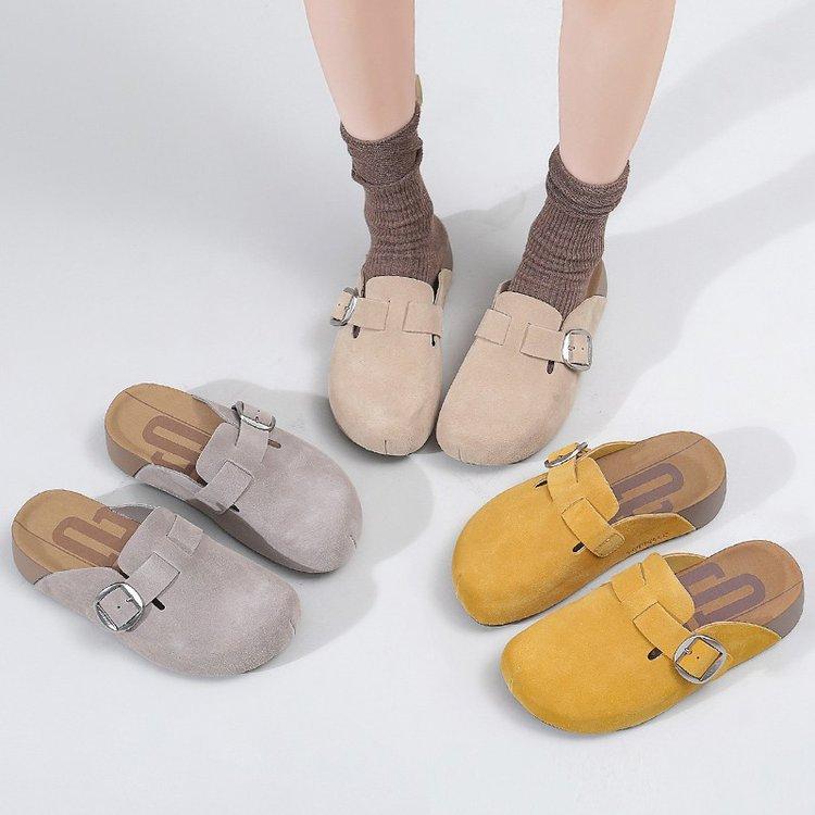 [Youshilai] Thick-soled Height-increasing Boken Slippers Women's Outer Wear 2025 Autumn New One-pedal Half Slippers Bag Head