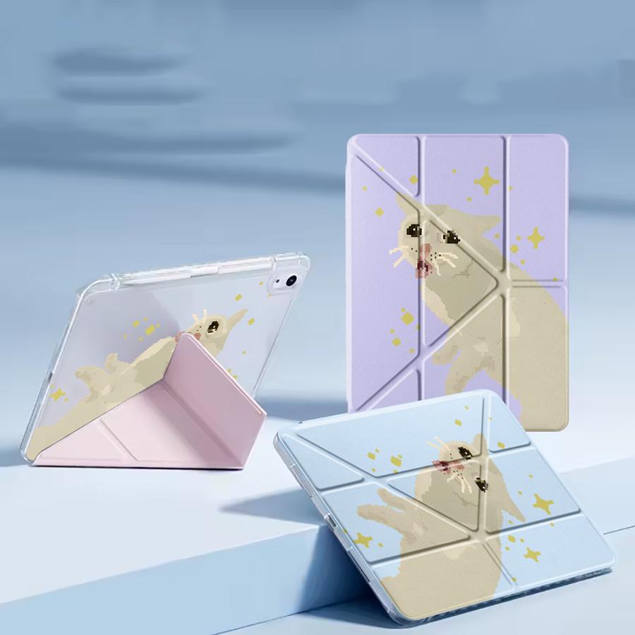 Tablet Case For iPad Mini 6 7 Pro 11th 10th 9th 8th 7th 12.9inch Pro 2025 Air 4 5 M3 M2 1 2 M4 11inch Y-Fold Holder Cover Cat