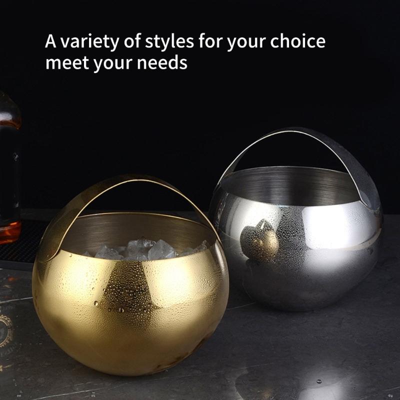 Round Ice Buckets With Stainless Steel Tongs 2L Capacity Ice Cooling Container For Cocktails Parties Indoor and Outdoor