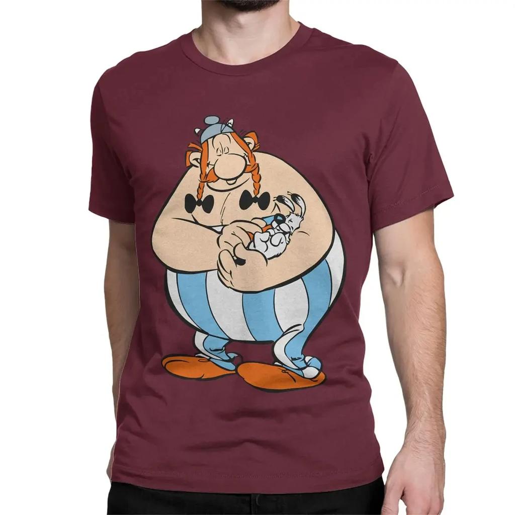 2025 Vintage Obelix and Dogmatix Asterix T-Shirt for Men Women Cotton T Shirt Anime Cartoon Short Sleeve Tees Gift Idea Clothing