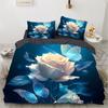 Home Colorful Rose Bed Cover 3D Printed Pattern 3pcs Single Double Queen Quilt Cover Pillowcase Bedding Set
