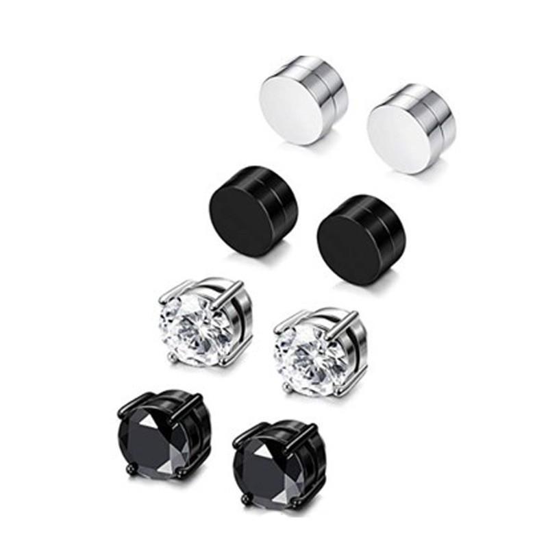 Zirconia Magnetic Ear Clips | No Piercing Faux Stud Earrings for Couples In Stainless Steel