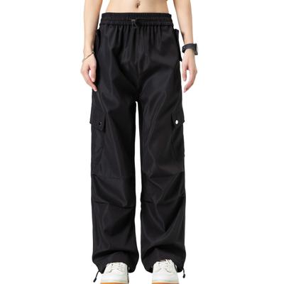Inotenka Calças de Trabalho Cargo Lisas Largas Plus Saruel Todas Longas Outono Femininas, Calças de Perna Larga, Calças, Cordão, Cor, Caimento, Tamanhos, Calças, Estação,