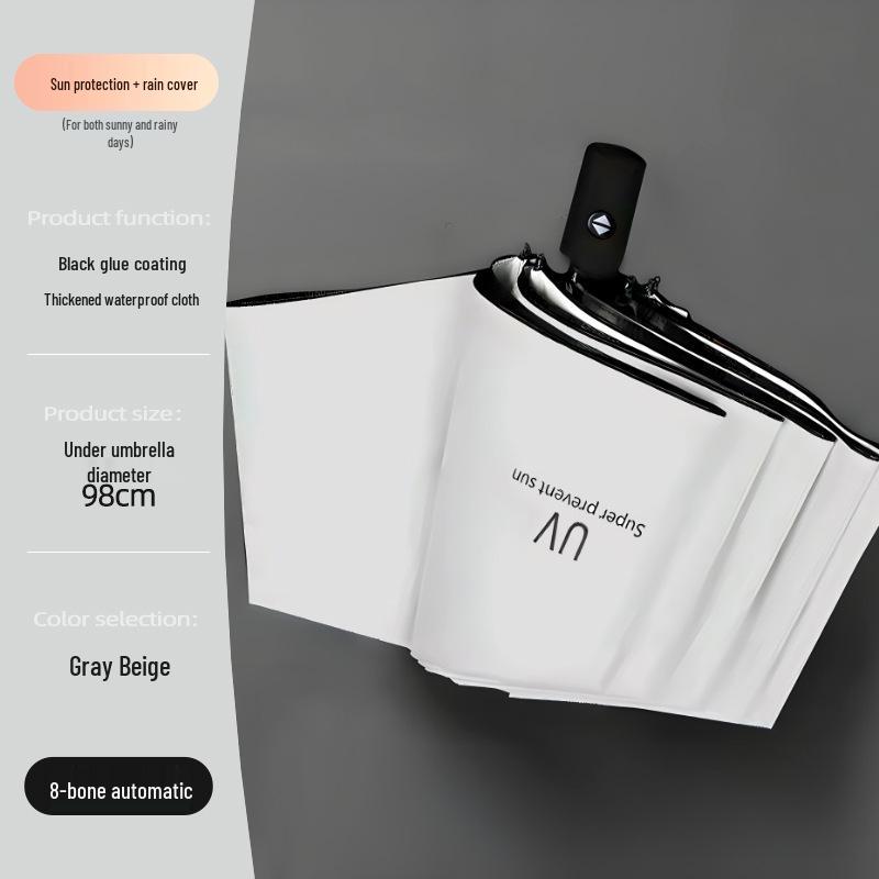 High-End Black Automatic Folding Umbrella with Sunshade and Customized Logo