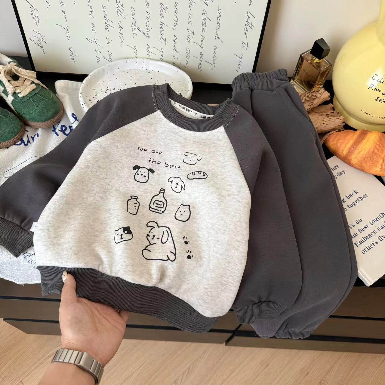 

Детские повседневные комплекты одежды Детские спортивные костюмы Пуловер+Брюки 2 шт. Подростковые мальчики девочки Мультяшные толстовки 110