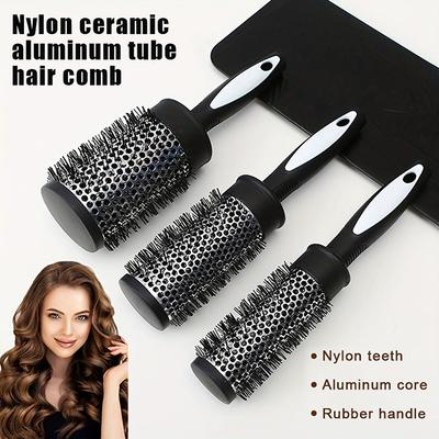 Anti-Slip Round Blow-Dry Brush, Nylon Bristles & Thermal Core , Smooth Drying At Home, Men & Women
