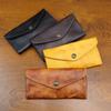 Handgefertigte pflanzlich gegerbte Leder Herren- und Damen-Langbrieftasche aus echtem Leder mit großem Fassungsvermögen, Hand-Zehenabdeckungsschicht, Rindsleder-Tasche