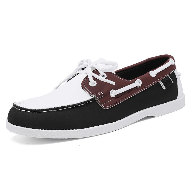 European New Shoes for Men Leather Casual Shoes Flat Skateboard Shoes Street Cool Lace-up Loafers