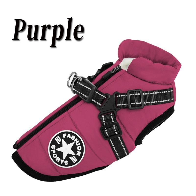 Winter Waterproof Dog Clothes with Harness Warm Pet Dog Cotton Jacket for Small Large Dogs Puppy Clothing French-Bulldog Coat
