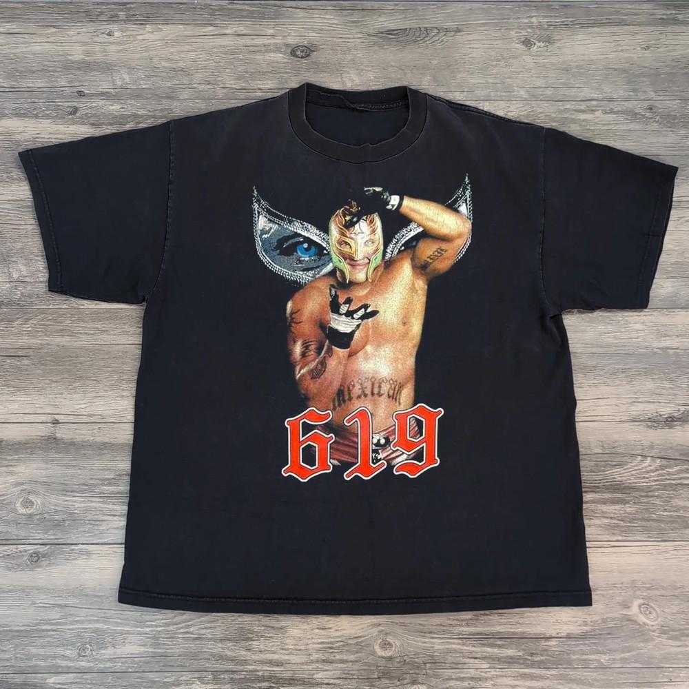 Rey Mysterio ‘619’ Euro Black Cotton T Shirt  Unisex T-Shirt XL