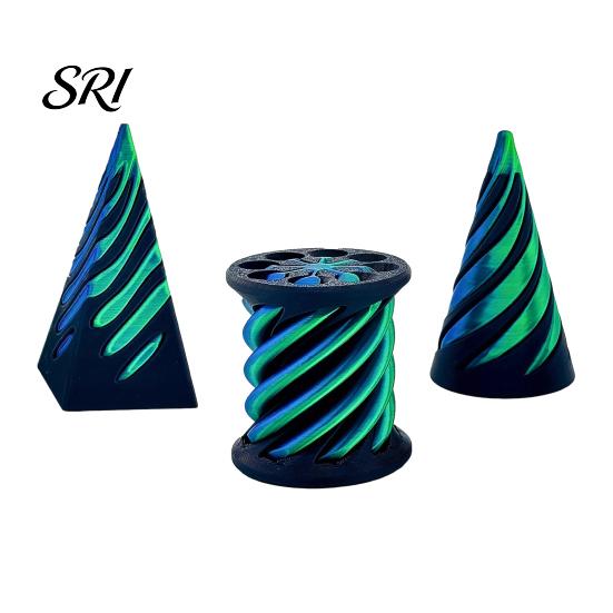 Spiral Stress Relief Toy 3Pcs 3D Printed Cone Figurine Impossible Passthrough Sculpture Vortex Thread Anxiety Gadget Illusion Mini Pyramid Cylinder