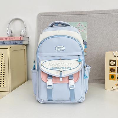 Schulranzen mit großer Kapazität Damen Farbkontrast Rucksack Studentenrucksack