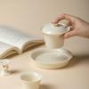 Dingware Ceramic Dragon Scale Gongfu Tea Set with Gaiwan, Anti-Scald Tea Bowl, and Custom Cup