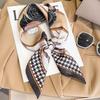 Luxury Design Print Silk Square Scarf Women Soft Satin Horse Hairband Neckerchief Office Hijab Headband Foulard Bag Ribbons Gift