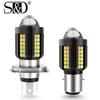 1pc Dual Color H4 Led Lens Motorcycle Headlight H6 BA20D CSP+30SMD 2835 LED High/Low Beam Moto Bulb White Yellow