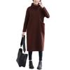 Brushed Hoodie Long High Neck Maxi Dress with Long Cotton Loose Perfect for Everyday Commuting [MSFQSNB] Women's Dress, Sleeve, Pockets, Stand-Up