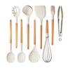 White Silicone Wooden Handle Soup Spoon Spatula Brush Scraper Pasta Egg Beater Non-stick Kitchen Cooking Tools Kitchenware
