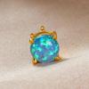 Cut Golden White Round Color Fire Opal Stud Earrings Wedding Jewelry Gift