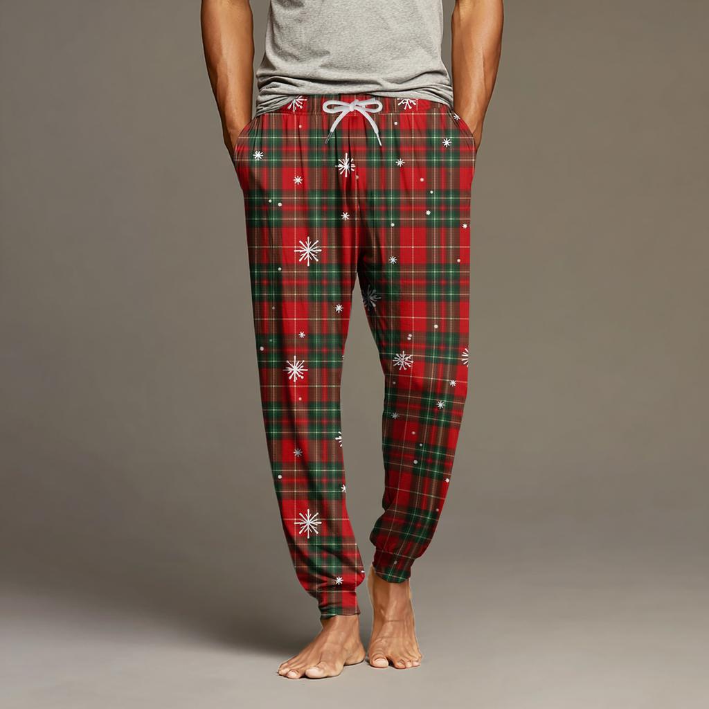 Men's Drawstring Pocket Cuffed Casual Pants Home Sleep Pants