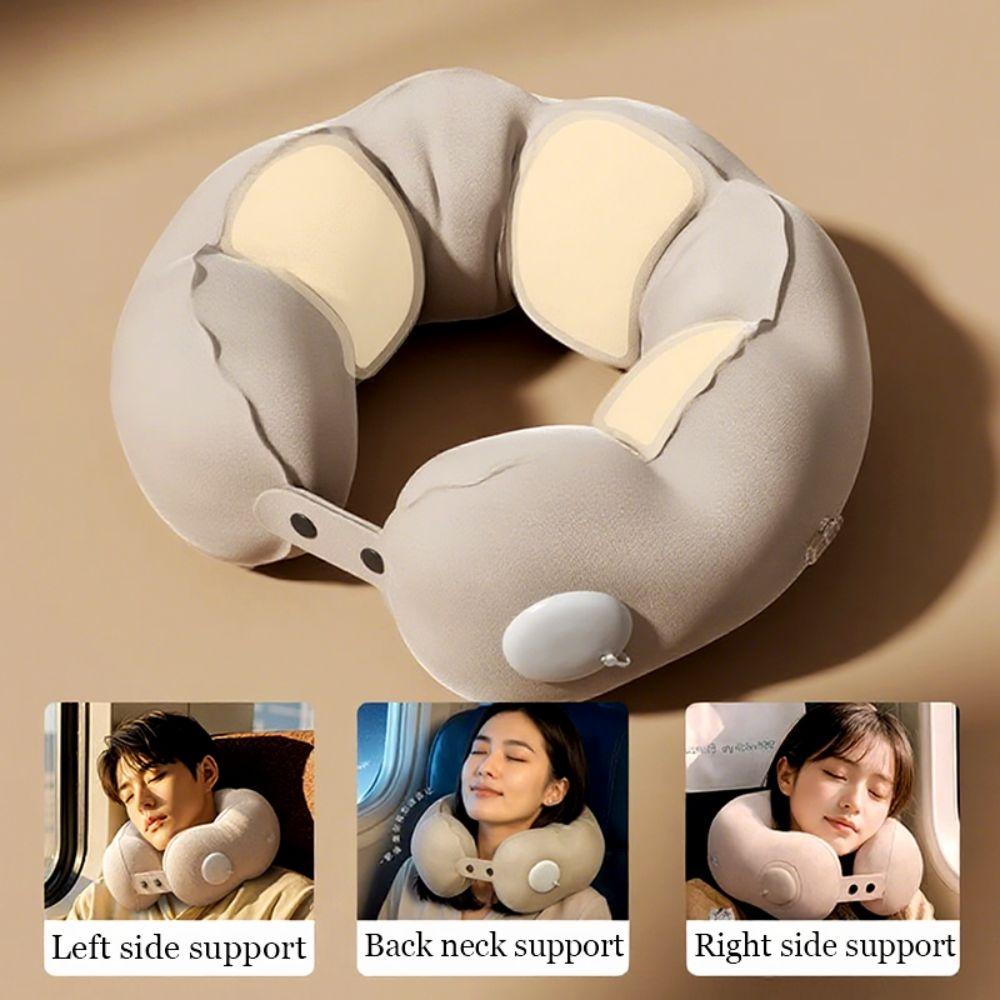 Adjustable Inflatable Travel Neck Pillow Ergonomic Integrated U Shaped Pillow Soft Cervical Orthopedic Airplane Neck Pillow