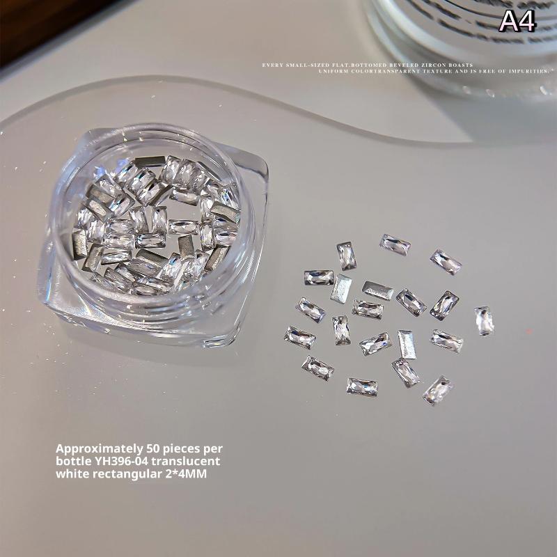 Mixed Zircon Nail Rhinestones Shiny Nail Diamond Flat Nail Gems Glass Stones Nails Decoration Nail Charm Diy Manicure Art