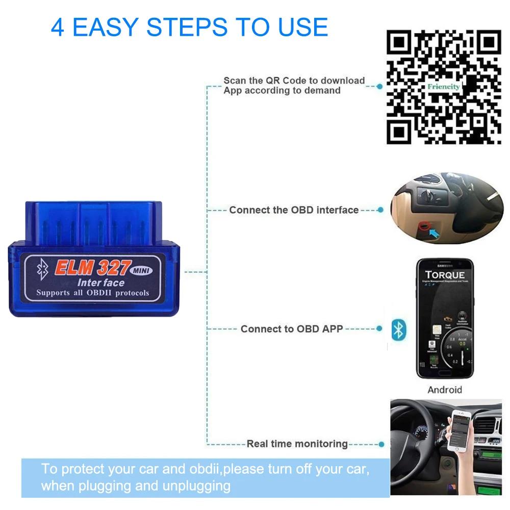 Mini Bluetooth ELM327 V2.1 V1.5 Auto OBD Scanner Code Reader OBDII Protocols Car Diagnostic Tool Super ELM 327 For Android Phone