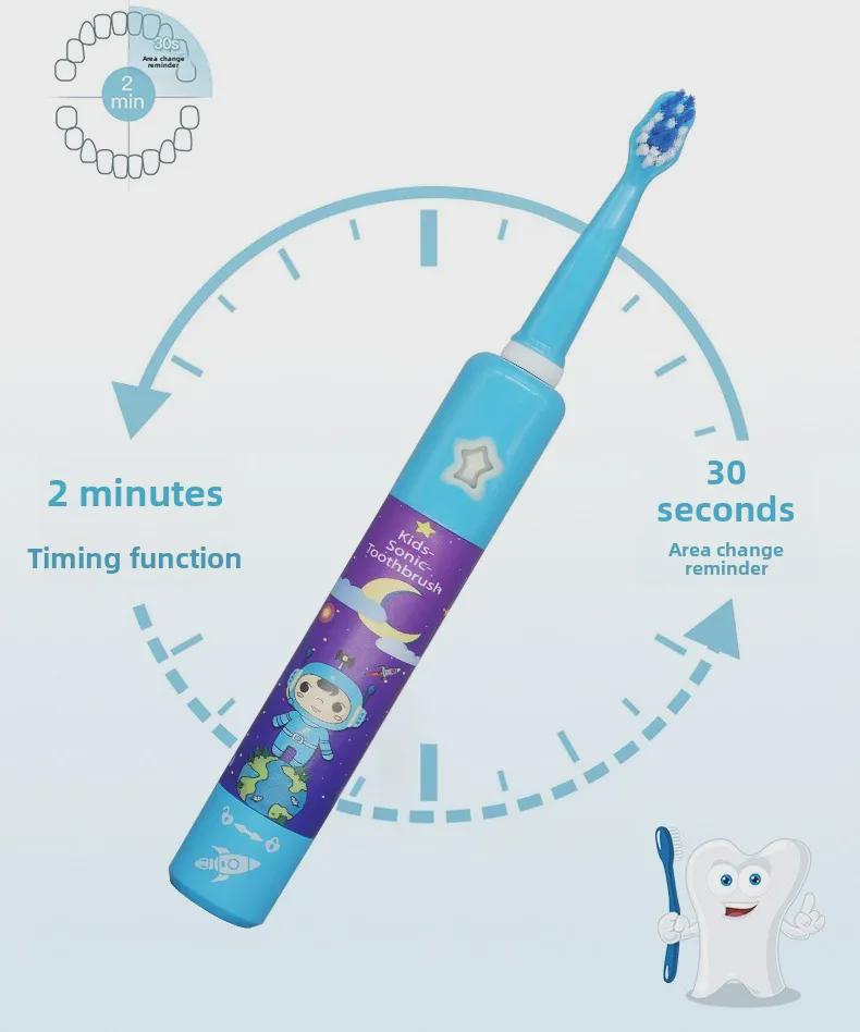 Kids' Sonic Electric Toothbrush Set, Ages 3-9, 3-Speed, USB Rechargeable, with Timer and Music.