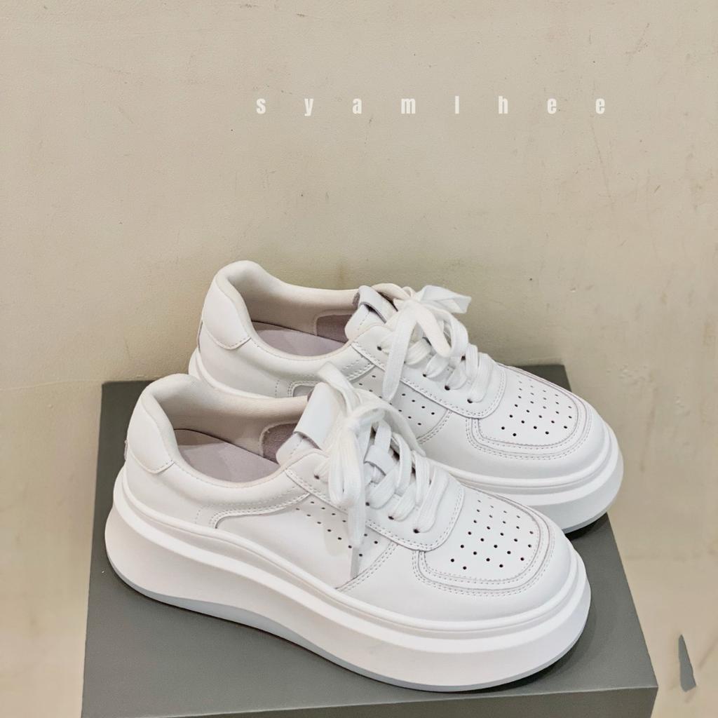 thick-soled little white shoes women's new versatile muffin board shoes high-end sports and leisure shoes
