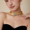 Exaggerated Three-layer Princess Snake Necklace, Gold-plated Turquoise, Personalized High-end Luxury Women's Snake Collar