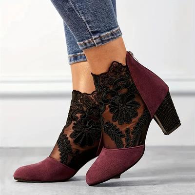 Módní letní dámské boty Nové duté vyšívané síťované prodyšné boty na vysokém podpatku pro ženy Designerské Elegantní Sexy Párty Dámské boty